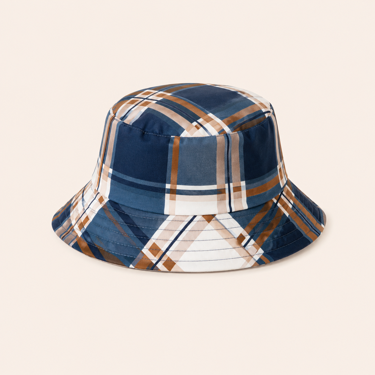 Jongens zomerset 3-delig – bruin, overhemd, geruite short en bijpassende zonnehoed