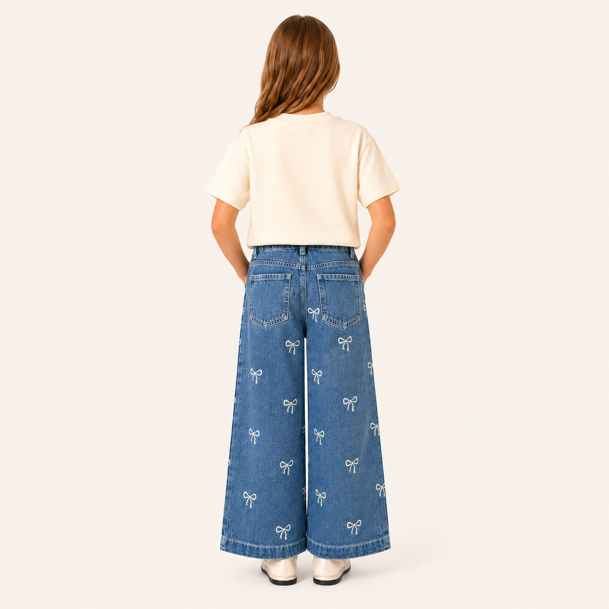 Lichtblauwe Denim met Strikjes - Spijkerbroek voor Meisjes