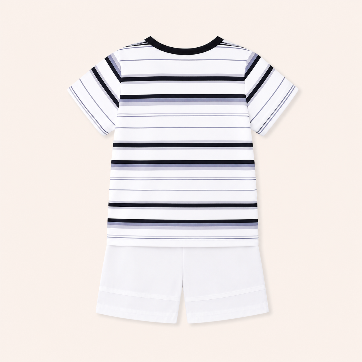 Jongens zomerset 2-delig – gestreept t-shirt met witte shorts