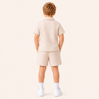 Stoer & Stijlvol - 2-Delige Jongensset met Gewatteerd Kleurblok Poloshirt & Short