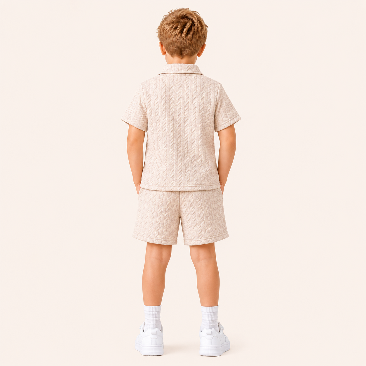 Stoer & Stijlvol - 2-Delige Jongensset met Gewatteerd Kleurblok Poloshirt & Short