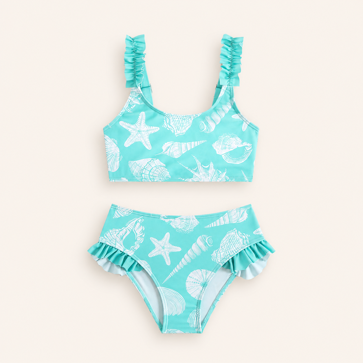 2-Delige Meisjes Bikini Set met Zeeschelpenprint