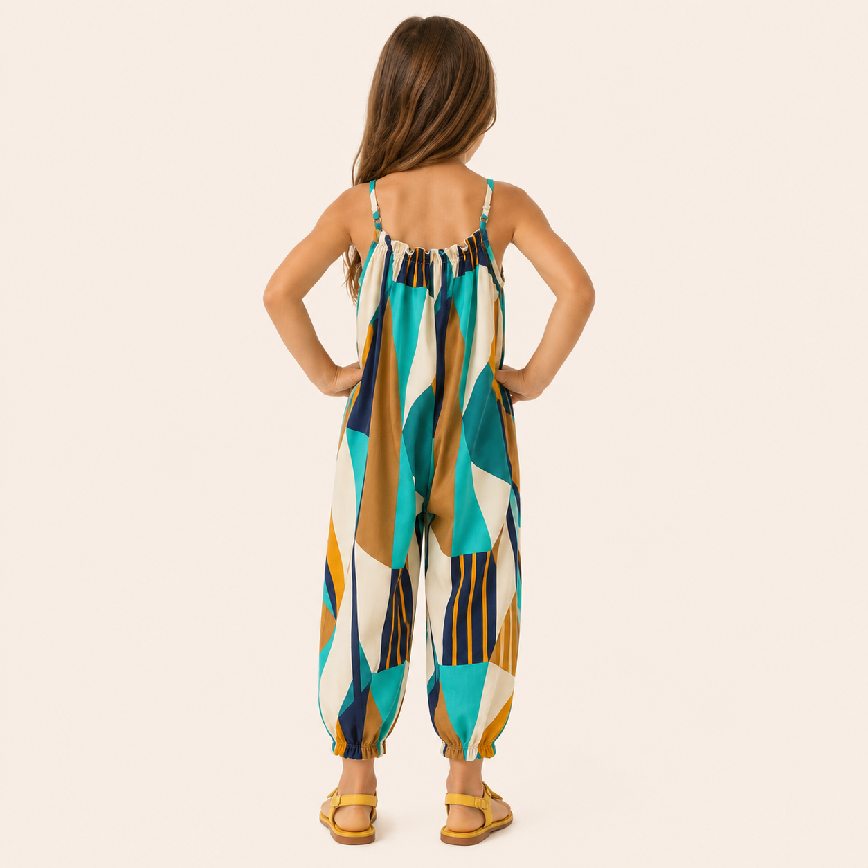 Jumpsuit met Geometrische Print en Spaghettibandjes