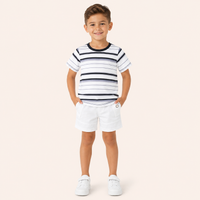 Jongens zomerset 2-delig gestreept t-shirt met witte short