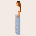 Zomerse Denim met Kersjes - Wijde Spijkerbroek voor Meisjes