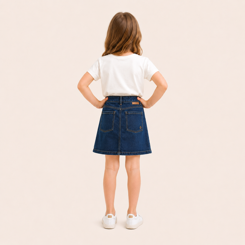 2-Delige Meisjesset met IJsprint T-shirt en Denim Rok