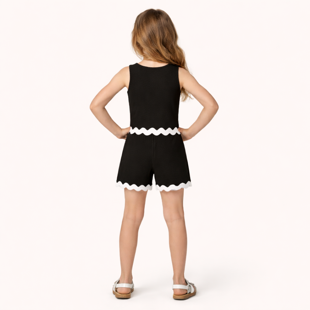 Meisjes zomer set 2-delig – zachte ribbelstof top & short