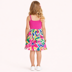 Zomers & Stralend - Roze Meisjes Jurk met Graffiti Print