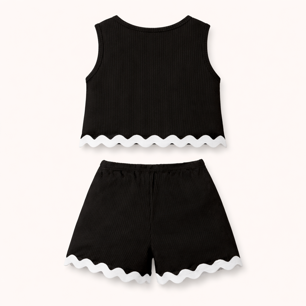 Meisjes zomer set 2-delig – zachte ribbelstof top & short