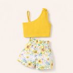 Zomers & Super Schattig - 2 - Delige Meisjes Set met Strik en Bloemshort