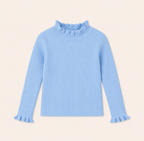 Meisjes Geribde Longsleeve met Ruche Kraag | 4 kleuren