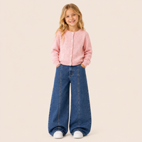 Meisjes Extra Wijde Jeans met Paneelnaad