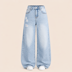 Meisjes Gescheurde Jeans met Wijde Pasvorm