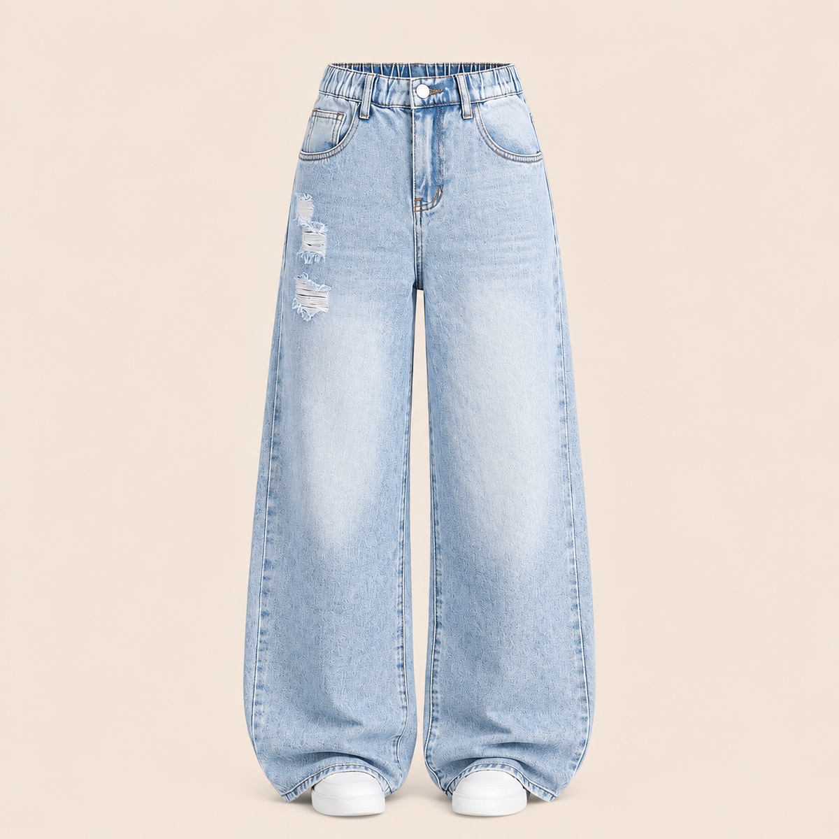 Meisjes Gescheurde Jeans met Wijde Pasvorm