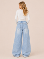 Meisjes Gescheurde Jeans met Wijde Pasvorm
