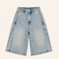 Meisjes Wijde Spijkershort met Vintage Wassing