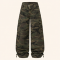 Meisjes Camouflage Cargobroek met Wijde Pijpen