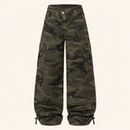 Meisjes Camouflage Cargobroek met Wijde Pijpen
