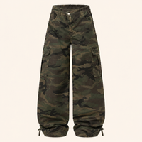 Meisjes Camouflage Cargobroek met Wijde Pijpen