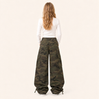 Meisjes Camouflage Cargobroek met Wijde Pijpen