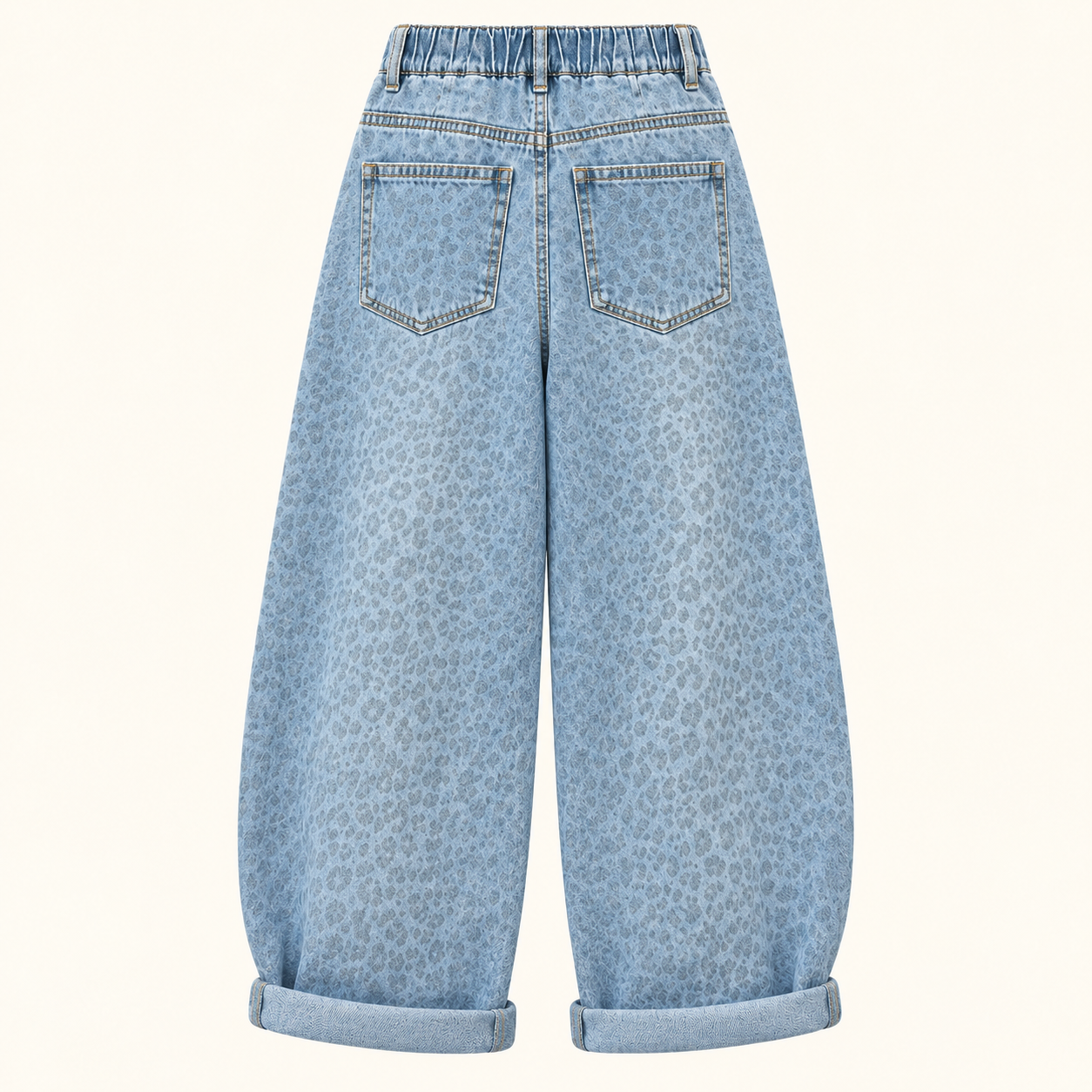 Meisjes Wijde Spijkerbroek met Luipaardprint