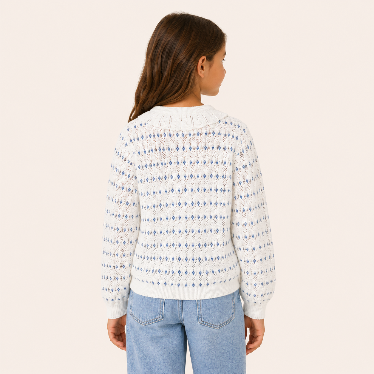 Meisjes Gebreid Vest met Ruche Kraag