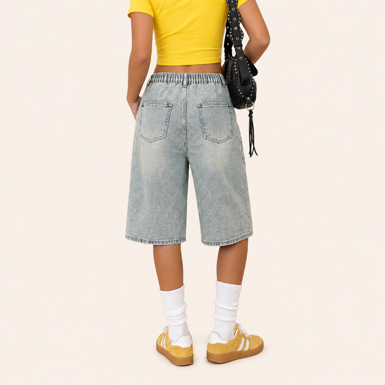 Meisjes Wijde Spijkershort met Vintage Wassing