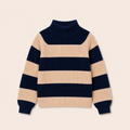 Meisjes streeptrui Donkerblauw met ronde hals