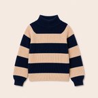 Meisjes streeptrui Donkerblauw met ronde hals