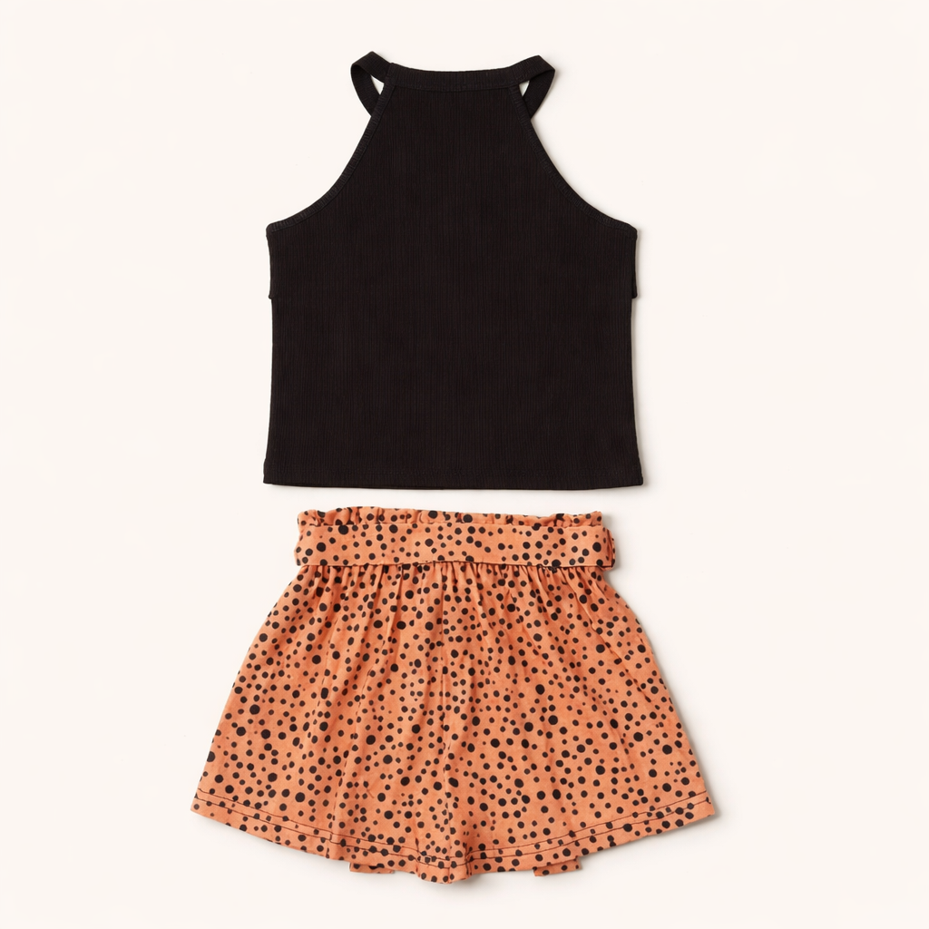 Zomers & Speels - Meisjes Set met Stippen en Haltertop