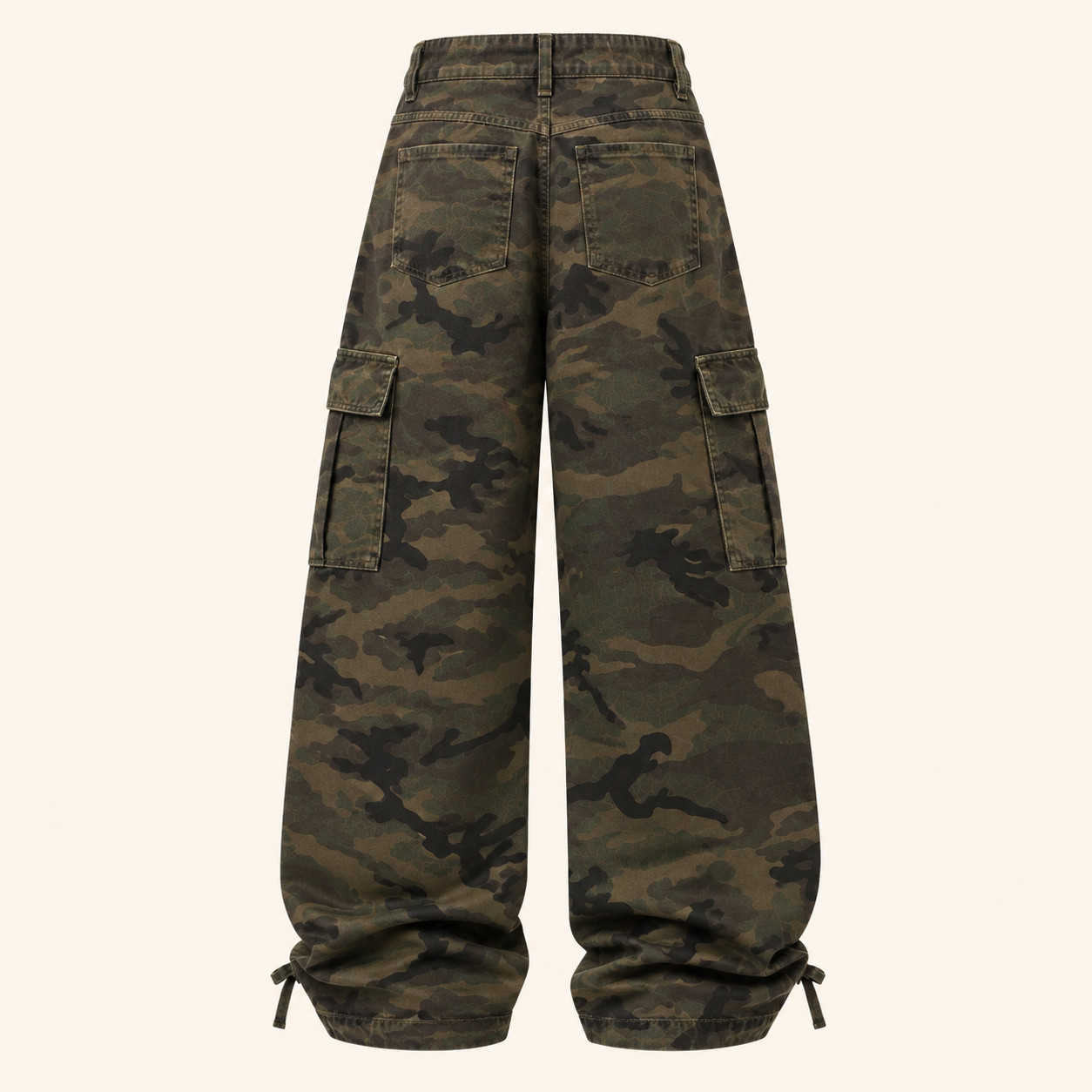 Meisjes Camouflage Cargobroek met Wijde Pijpen