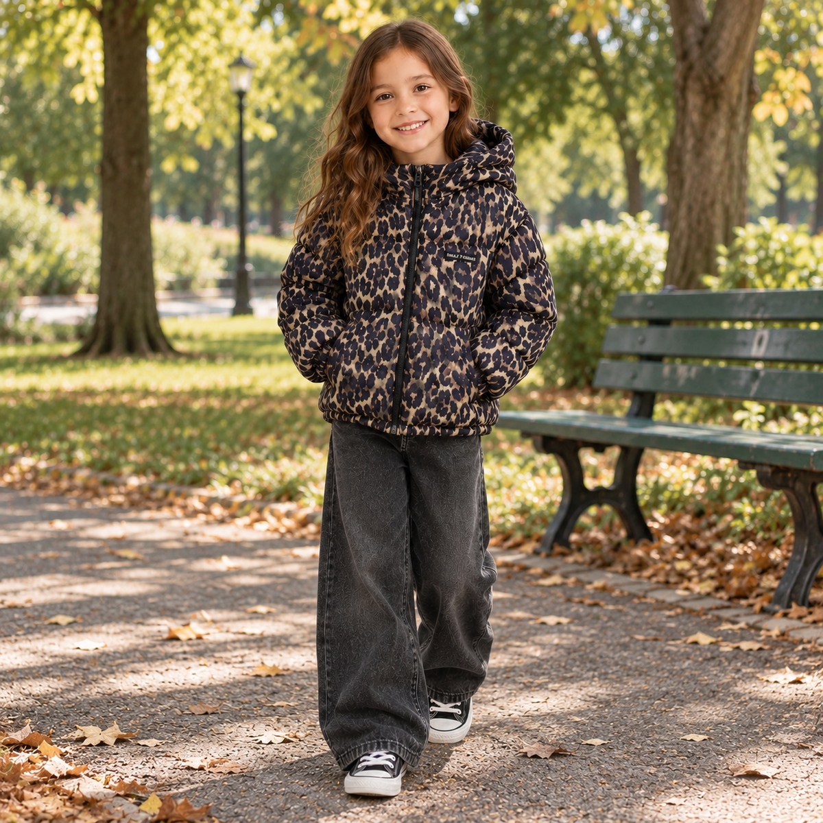 Meisjes Tussenjas met Luipaardprint en Fleece Voering