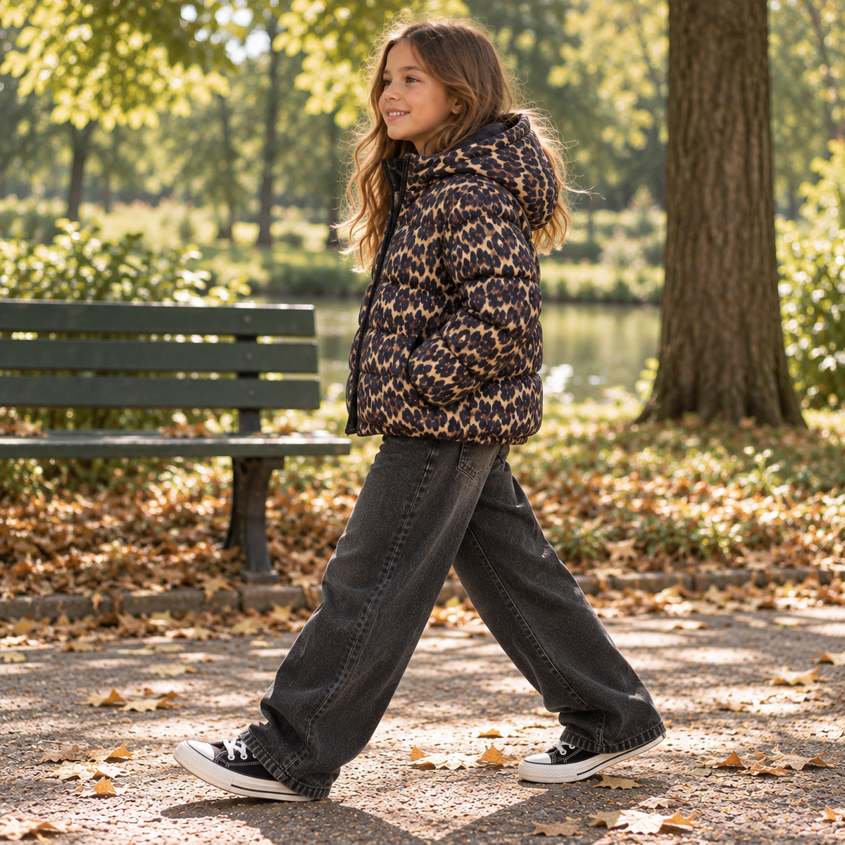 Meisjes Tussenjas met Luipaardprint en Fleece Voering