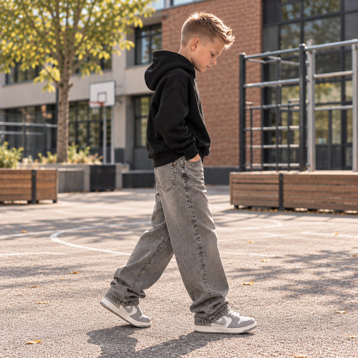 Jongens Straight-Leg Jeans Taupe/Grijs