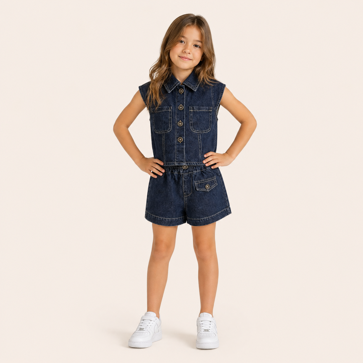 Denim – 2-Delige Meisjes Set met Top en Short