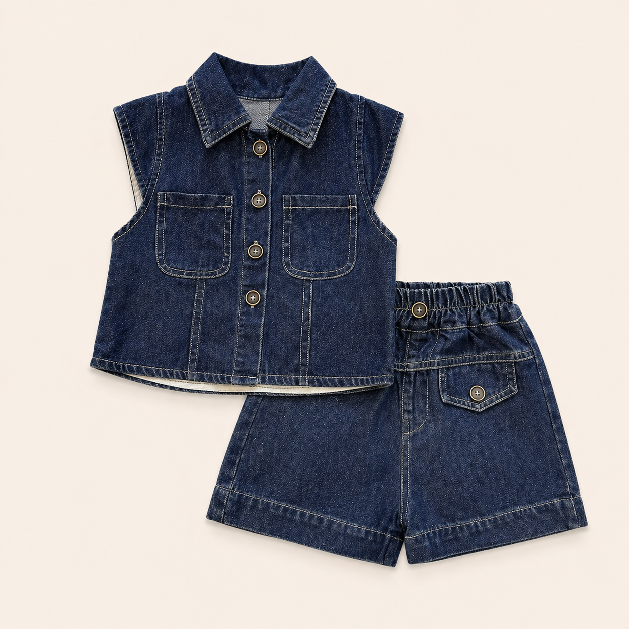 Denim – 2-Delige Meisjes Set met Top en Short