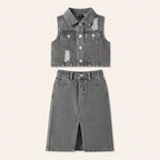 Denim Gilet met Rok Set voor Meisjes