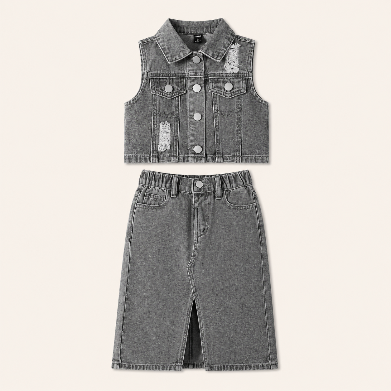 Denim Gilet met Rok Set voor Meisjes