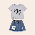 Zomerset met Hartjes T-shirt en Denim Short voor Meisjes