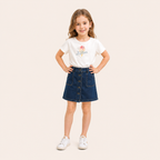 2-Delige Meisjesset met IJsprint T-shirt en Denim Rok