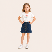 2-Delige Meisjesset met IJsprint T-shirt en Denim Rok