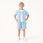Jongens zomer outfit – 2-delige set met structuur shirt en short