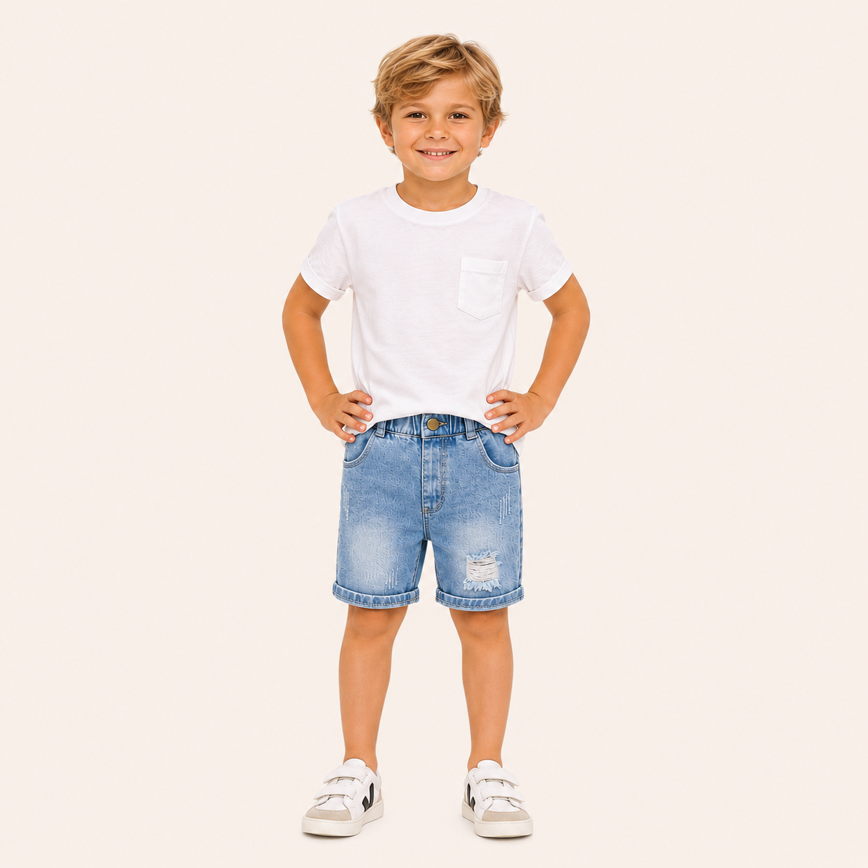 Jongens Denim Short met Ripped Details | 2 kleuren
