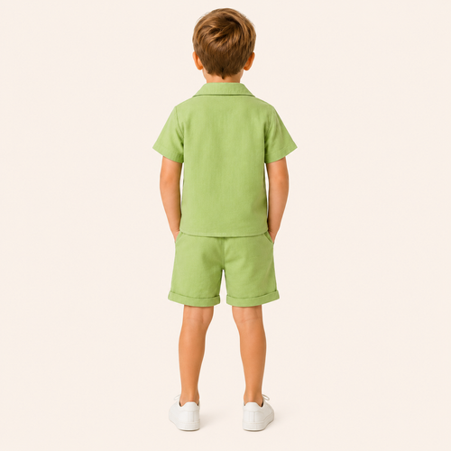 Jongens 2-delige Katoenen Zomerset met Overhemd en Short