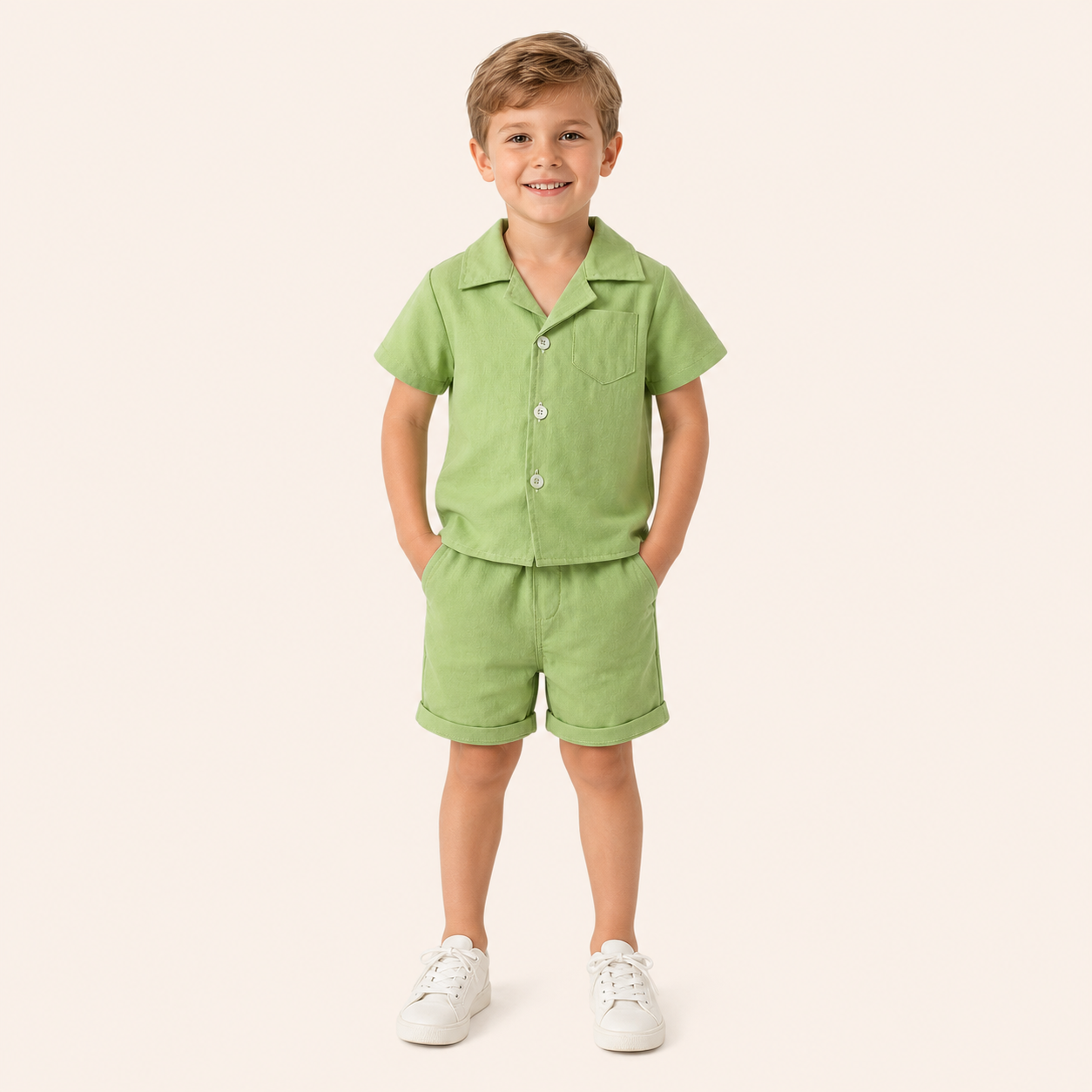 Jongens 2-delige Katoenen Zomerset met Overhemd en Short