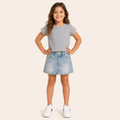 Meisjes set grijs 2-delig – top met strass steentjes & short