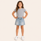 Meisjes set grijs 2-delig – top met strass steentjes & short