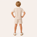 Jongens 2-delige Gestreepte Polo Zomerset met Wafelstructuur | Khaki