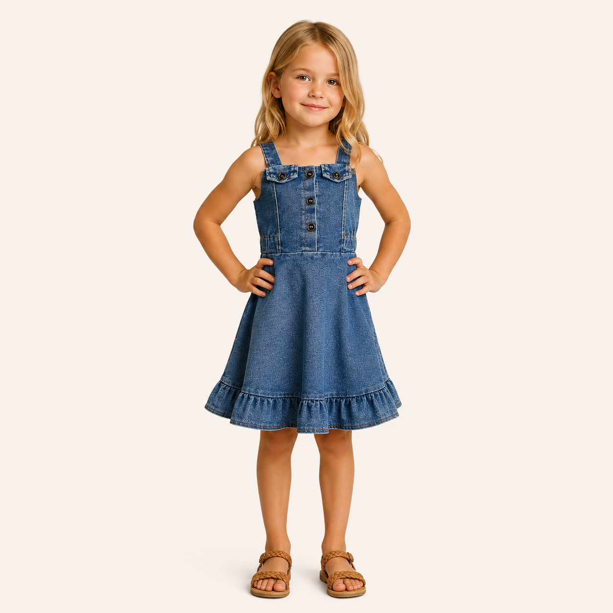 Meisjes denim zomerjurk