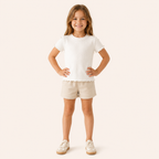 Meisjes Geribd T-shirt met Ruches | 6 kleuren